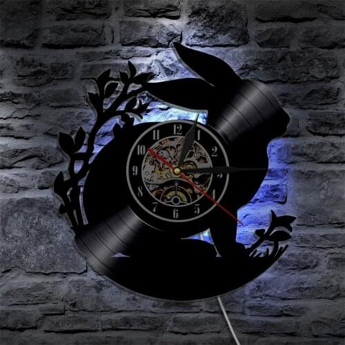 Rabbit Animals LED Lighting Color Changing Wall Clock Light With Remote Controller LED Backlight Modern Interior Decor