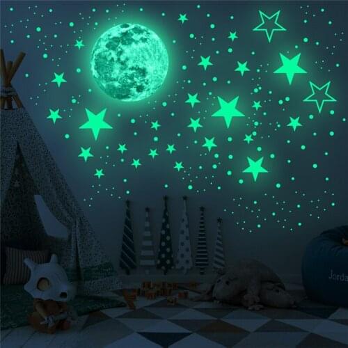 Luminous Wall Sticker Stars Moon Night Light Wall Stickers DIY Design Glow In Dark For Children Kid Home Room Decor #40