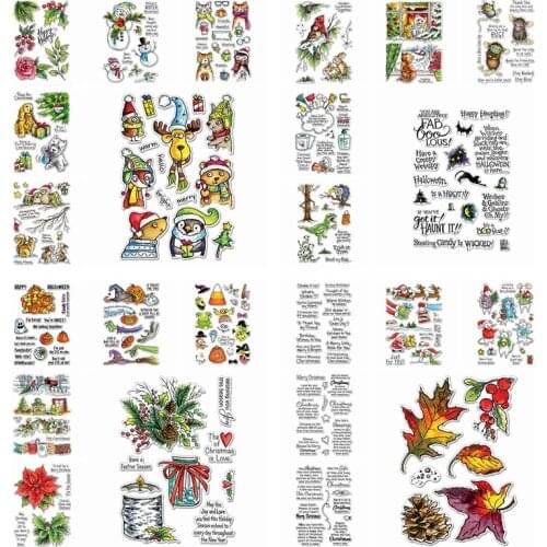 Halloween&Christmas Pumpkin Ghosts Moose Snowman Gifts Phrases Clear Stamp DIY Scrapbook For Card Photo Make Crafts Stencil 2020