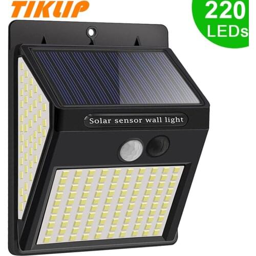 220 LED Outdoor Solar Lights 3 Modes Waterproof Wall Lamp With Sensor Solar Panel Lantern Fence Patio Exterior Garden Decoration