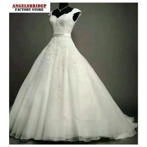 Vintage Applique Ball Gown Tulle Wedding Dress 2021 Cap Sleeve Sweetheart Sequin Beads Plus Size Vestidos De Novia Wedding Gowns