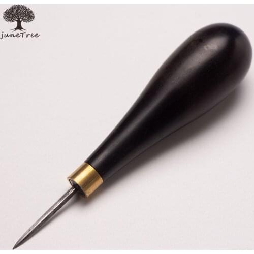 High quality good Stitching Awl with Diamond lade Leather Wood Handle diamond Awl Tools steel Leather craft Stitching Sewing
