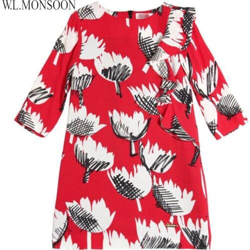 W.L.MONSOON Girls Long Sleeve Dress 2017 Brand Baby Girl Dresses Robe Princesse Fille Kids Dresses for Girls Children Clothes