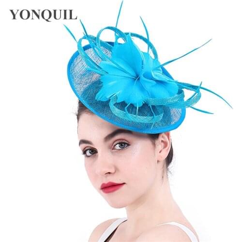 Ladies Women Fashion Chapeau Cap Bride Elegant Sinamay Headpiece Hair Pin Feather Flower Fascinator Hat Fashion New Millinery