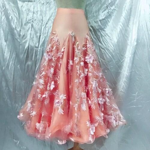 Flower Ballroom Dance Skirts For Women Waltz Elegant Skirt For Tango Performance Dancing Wear Accept Customize Size S-3XL DL5265