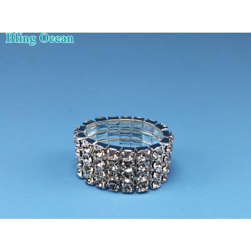 Fashion Women Girl Crystal Rhinestone Stretch Ring Jewelry for Party Competition Stage Performance