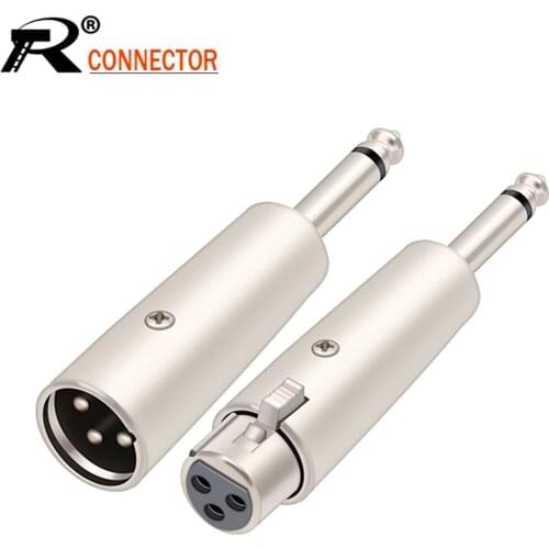 10pcs/lot 3 Pin XLR Female Jack to 6.35mm mono 3pole Male Socket Microphone Wire Connector Leader Adapter Connector