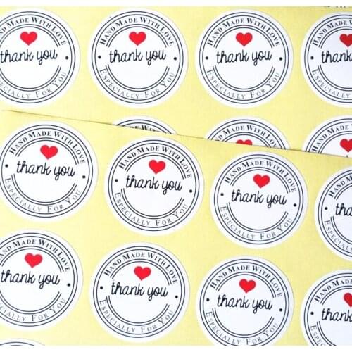 1000pcs/lot "Thank you" Round White Kraft Stationery label sticker DIY Retro Seal sticker For handmade with Love