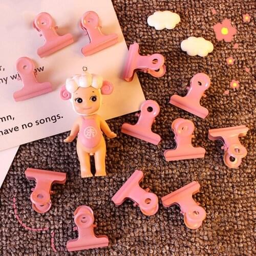 2PCS/PACK Kawaii Pink Metal Clip Clamp Paper Clips For Photo Message Ticket File Office School Supplies Clip Stationery sl1463