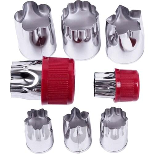 8pcs/Set Flower Star Shape Vegetable Fruit Cutter Mould Slicer Stainless Steel Shredder for cake cookie sushi biscuit food