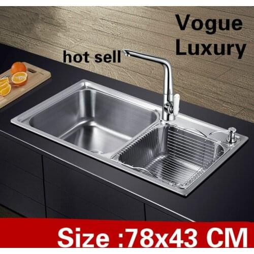 Free shipping Apartment kitchen double groove sink do the dishes high quality 304 stainless steel hot sell 780x430 MM