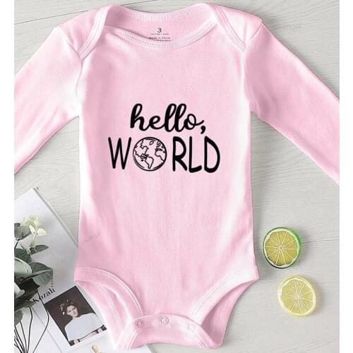 Babys Undershirts Toddler Girls Winter Clothes Newborn Fall Rompers Clothing for Babies Printing Hello World Toddler Jumpsuits