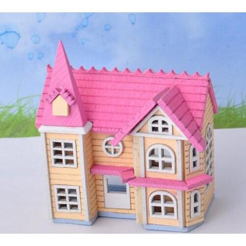 DIY Mansion Double Attic Villa Doll House with Furniture and Accessories 1/12 Scale Fairy Tale Cottage