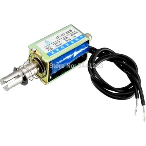 JF-0730B DC6V 12V 24V 25N 10mm Stroke Pull Push Type Open Frame Solenoid Electromagnet Linear Motion Stroke Push Bar Diameter