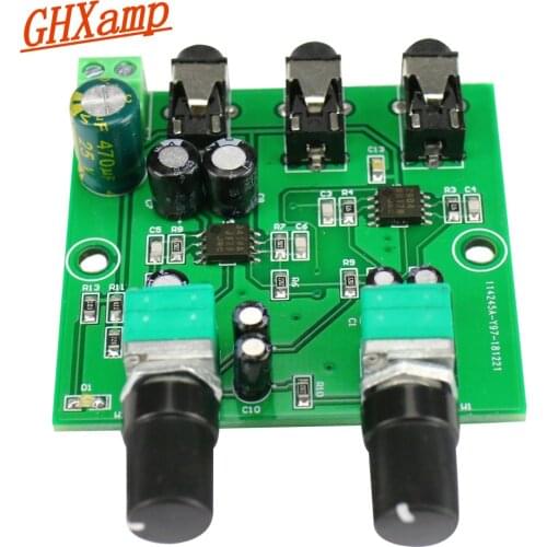 GHXAMP Two Way Stereo Audio Signal Mixer Board For One Way amplification Output Headset Amplifier audio DIY (2 Input 1 Output)