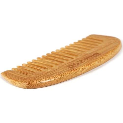 12cm Length Mini Portable Natural Bamboo Wooden Hair Combs Curved Crescent Shape Anti-Static Comb Hair Styling Tool