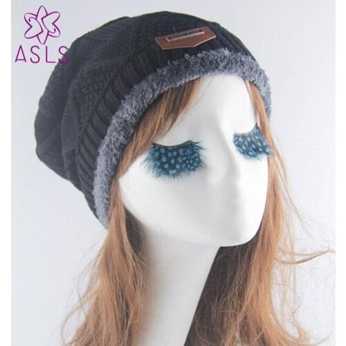Hot selling women men new stickers knitted hat plus velvet hat winter outdoor hat cap multicolor trendy present