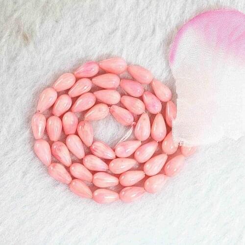 Beauty Natural Pink Coral 5x9mm Waterdrop Teardrop Loose Beads Hot Sale Elegant Jewelry Making Free Shipping 15inch B656