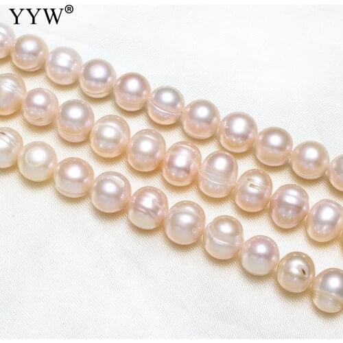 Cultured Round Freshwater Pearl Beads Pink White 10-11mm Big Loose Natural Pearl Approx 0.8mm Sold Per Approx 15 Inch Strand