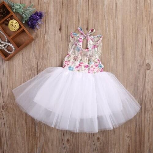 Pudcoco 2020 Summer Toddler Baby Girl Clothes Tulle Tutu Floral Dress Sleeveless Party Flower Tutu Dresses Outfits18M-3Y