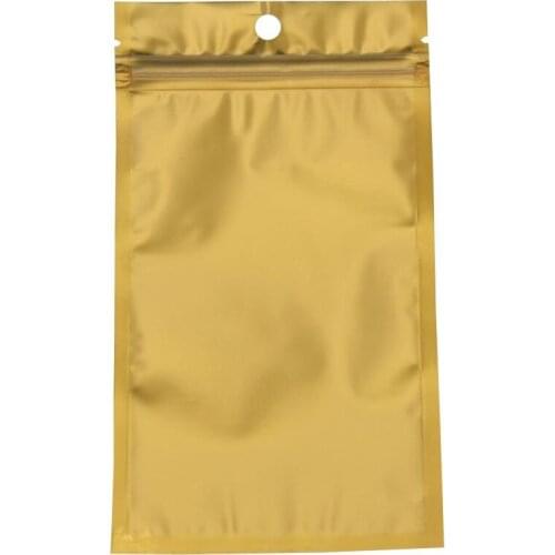 12x20cm Matte Clear Golden Zipper Package Bags with Roudn Hang Hole Phone Case Electronic Accessories Food Storage Mylar Pouches