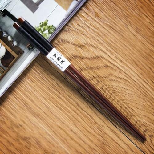 NHBR 1 Pairs Japanese Natural Wood Chopsticks Value Pack Cooking Tableware Theaceae Black