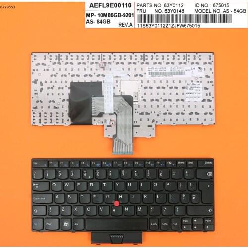 UK Layout New Replacement Keyboard for Lenovo Thinkpad E220 E220S S220 Laptop Blue Printing with Pointer