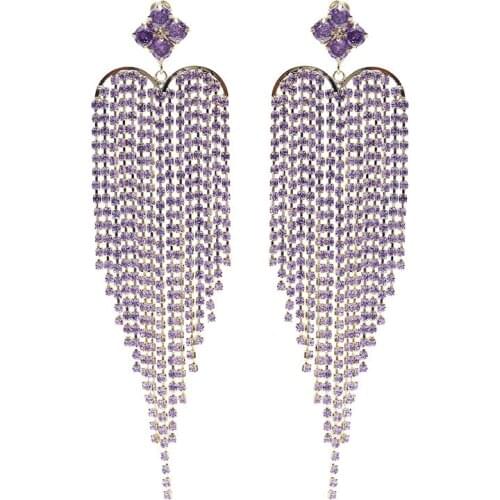 2021 New Fashion Summer Statement Heart Tassel Dangle Luxury Wedding Romantic Sweet Long Temperament Earrrings Luxurious Jewelry