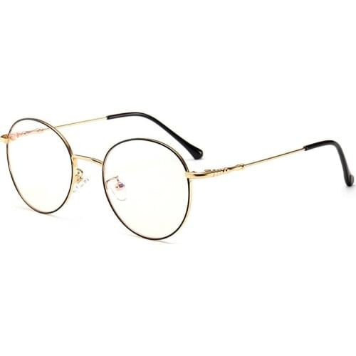 Men Vintage Anti Blue light Glasses Frame Round Women Lens Myopia Optical Mirror Simple Metal Anti-blue Clear Eyewear Frames