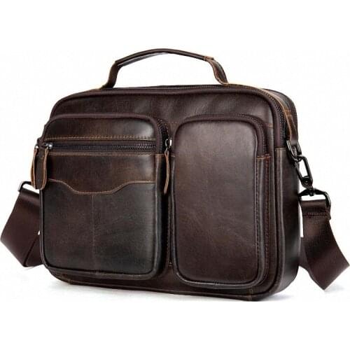 Original Genuine Leather Male Casual Shoulder Messenger bag Cowhide Fashion Cross-body Bag 9.7'' iPad Tote Mochila Satchel bag