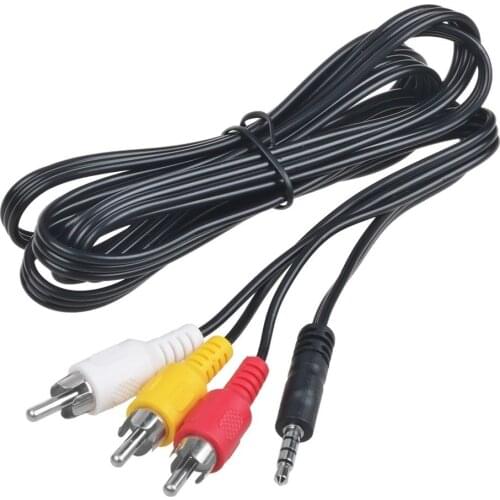3.5mm Plug to 3 RCA Camcorder Audio Video A/V Cable 6Feet for Sony JVC Panasonic Canon Samsung Camcorders