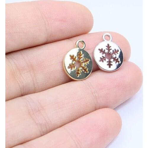 Eruifa 20pcs 11mm Popular Snowflake Zinc Alloy Jewelry DIY Charms Pendant Women Girl Necklace, Earring Bracelet 2 Colors