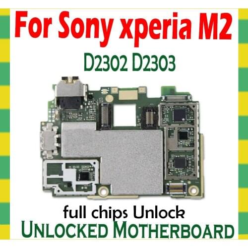 Full Unlocked mainboard for Sony Ericsson Xperia M2 D2302 D2303 D2305 Factory unlock Motherboard Android logic boards plate os