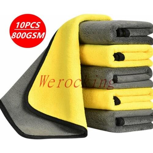 800GSM 3/5/10PCS Car Wash Microfiber Towel Car Cleaning Drying Cloth Paint Care Cloth Detailing Washing Towel Cleaning Tools