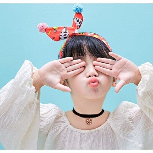 Hairband Girl Hair Accessories Cotton yarn ball Head Girl rabbit ears Elastic Knotted Headwear hot sale fashion