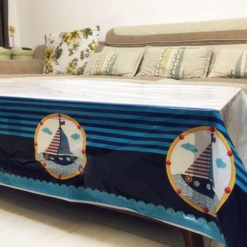 Party Supplies 1pcs Blue Sailing Boat Theme Party, Birthday Party Decoration Disposable tablecloth Table Cover