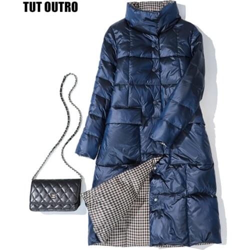 Plus Size 5XL Double Side Womens Winter Down Jacket Fashion Long Double-Breasted Down Coat Female Warm White Duck Down Parka