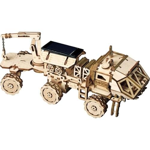 Robotime 3D DIY Discovery Rover Solar Energy Space Hunting Wooden Model Building Kits Popular Toys for Children Adult LS504