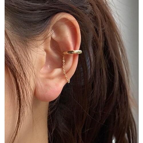 Chain Tassel Ear Clip Earrings For Women Metal Gold Silver Color Simple Design Non Piercing Clips Jewelry Ladies Gift