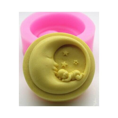 Silicone mold Moon and Baby handmade soap candle mold Chocolate Fondant cake mould Baking mold DIY tools