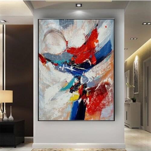 Handmade Modern Oil Painting Abstract Red Graffiti Canvas Painting Home Decor Living Room Entrance Hallway Wall Art No Frame