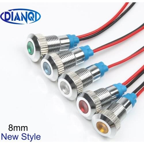 LED Metal Indicator light 8mm waterproof Signal lamp dot LIGHT with wire red yellow blue green white Single/double color