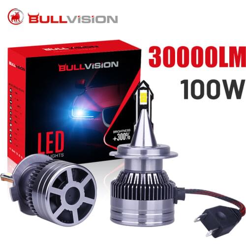 BULLVISION 2pcs H7 LED Headlight Bulbs 50W 16000LM 6000K H4 H11 H8 H9 Mini LED Light 9005 9006 on Car Light Replacement CSP Lamp
