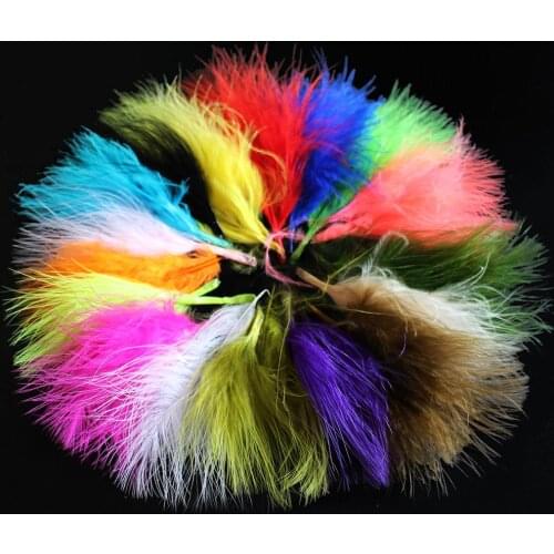 Tigofly 100 pcs/lot 17 Colors Turkey Marabou Blood Feathers Woolly Bugger Streamers Fly Tying Feather Materials