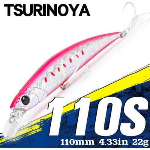 TSURINOYA 110S Sinking Minnow Lure 110mm 22g DW77 Sea Fishing Jerkbait Seabass Hard Baits Fixed Weight Pike Large Trout Lures
