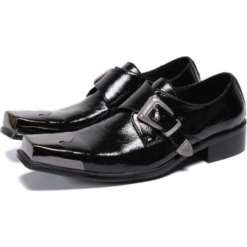 Men Genuine Leather Shoes Low Heel Dress Shoes Spring Buckle Monk Strap Shoes Vintage Classic Male Casual Zapatos Handmade