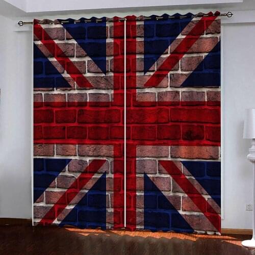 Curtain Decoration 3D Brick and tile colored banner Curtains For Bedroom Living room Polyester Room Curtain