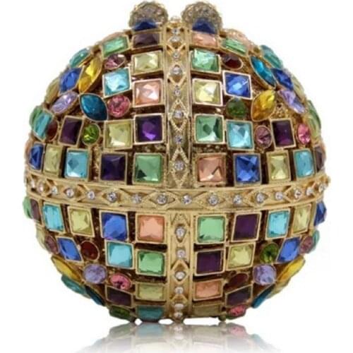 New Design Circular Ball Shaped Diamonds Women Clutch Acrylic Female Party Evening Bags Luxury Crystal Ball Dinner Bag