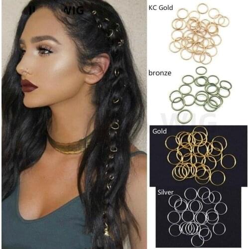 100Pcs/Lot Gold/Silver Opening Hair Braid Ring Clips Dreadlock Bead Cuff Clip Braid Tool Round Metal Ring Hair Styling Tools