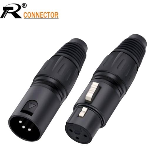 1 set XLR Male&Female 3 Pin Audio Microphone Cable Connector DIY Solder Type Metal Material Audio Signal Plug